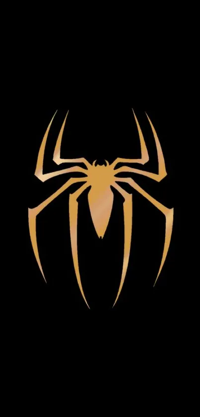 Gold spider logo on black mobile phone wallpaper.