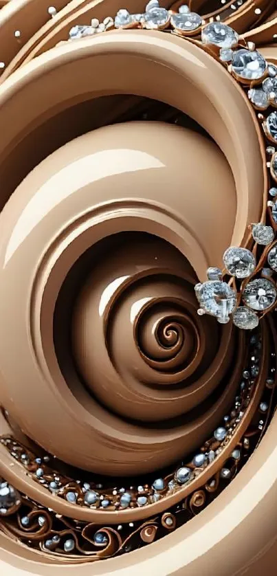 Elegant spiral art mobile wallpaper with crystal embellishments.