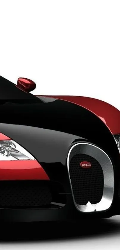 Close-up of an elegant red and black sports car.