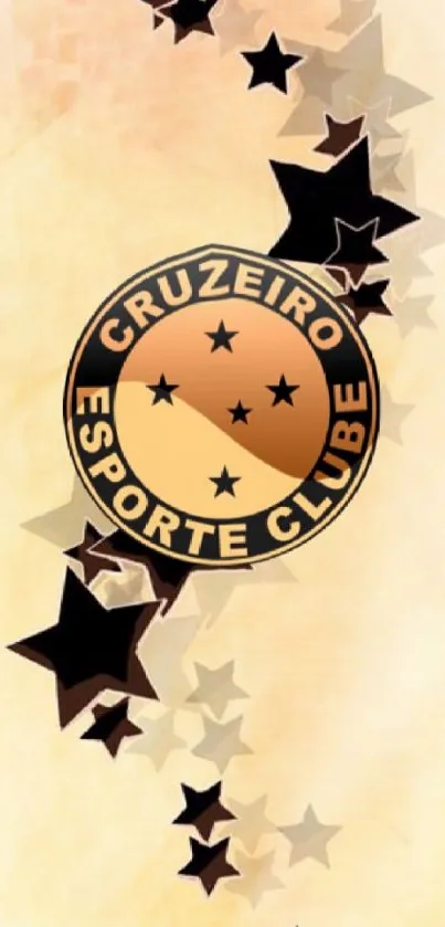 Beige wallpaper with stars and Cruzeiro badge design.