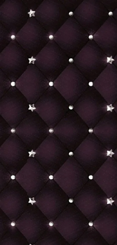 Elegant dark tufted wallpaper with stars.