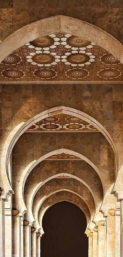 Elegant stone archway with ornate ceiling design for mobile wallpaper.