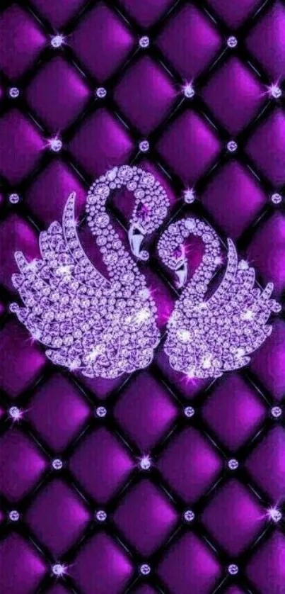 Elegant purple swan crystal wallpaper design