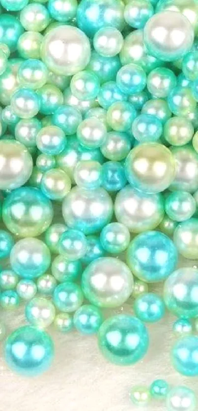 Teal and pearl beads wallpaper with a luxurious feel.