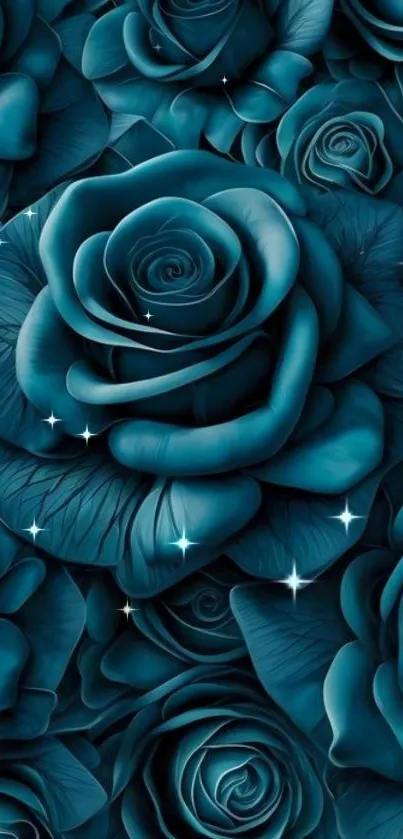 Elegant teal roses with detailed art and floral patterns for mobile wallpaper.