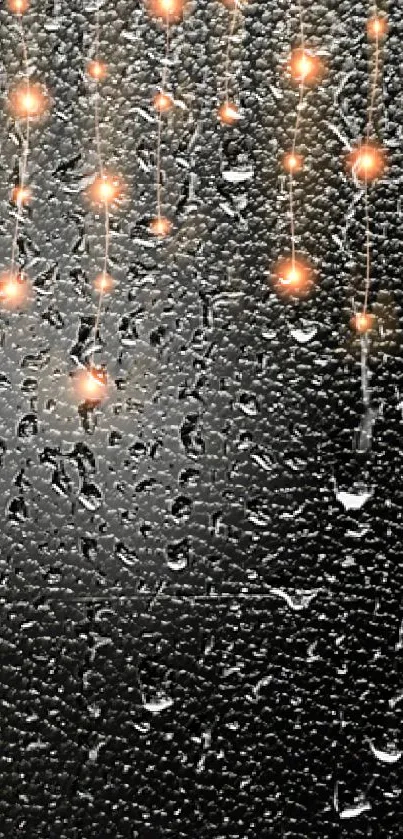 Elegant black wallpaper with textured surface and glowing dots design.