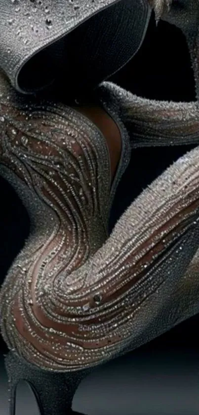 Elegant textured figure with intricate design and gray hues.