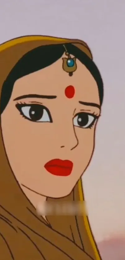 Traditional animation art of an elegant character with a serene expression.