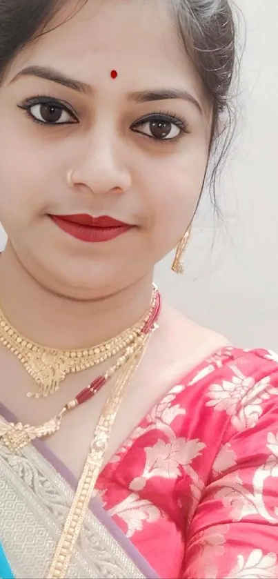 Woman in traditional attire with jewelry