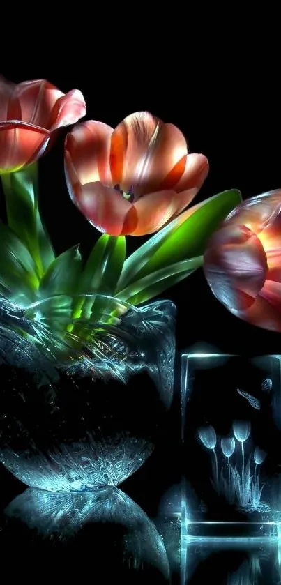 Elegant tulip vase with dark background.