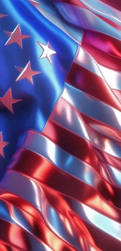 Vibrant American flag with stars and stripes.