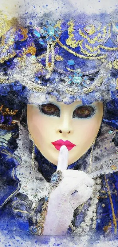 Elegant Venetian mask with blue details.