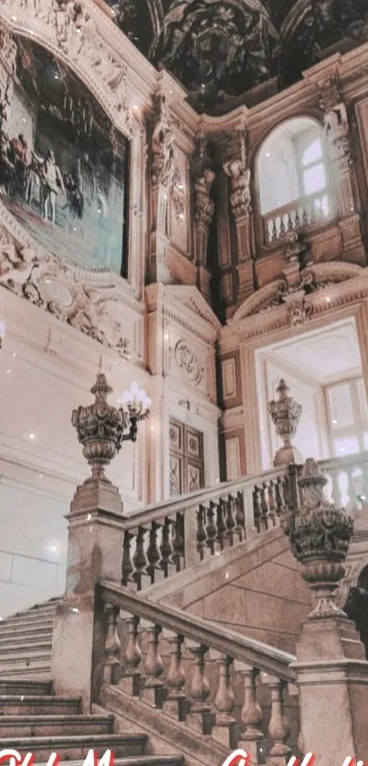 Vintage architectural design with ornate staircase and classical details.