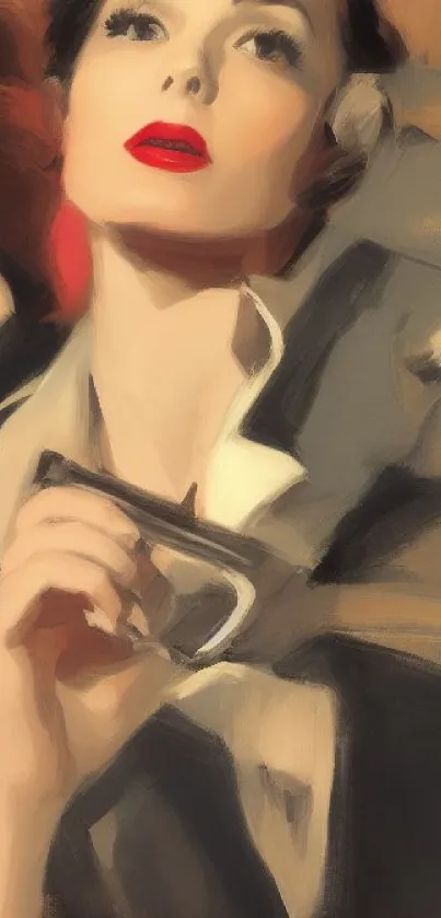 Vintage-inspired elegant artwork portrait wallpaper for mobile.