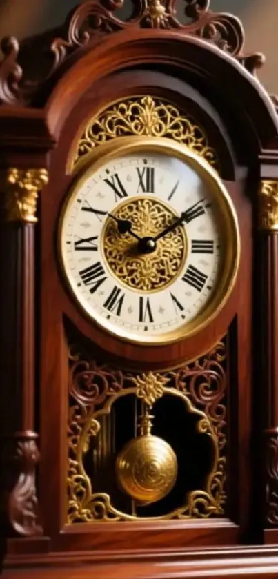 Elegant vintage clock with intricate gold details.