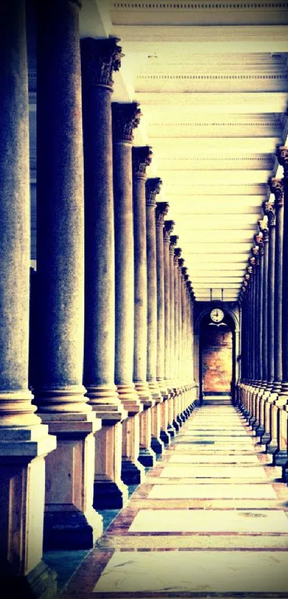 Elegant corridor with vintage columns in soft beige tones.