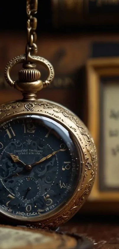 Close-up of a detailed vintage pocket watch.