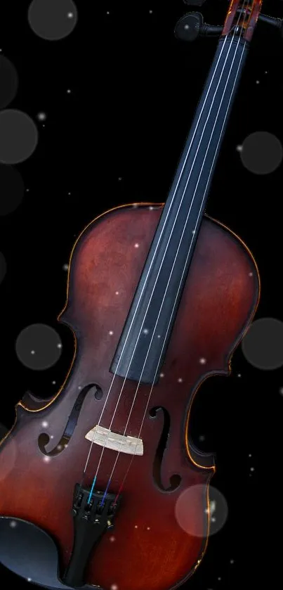 Elegant violin on dark bokeh background wallpaper.