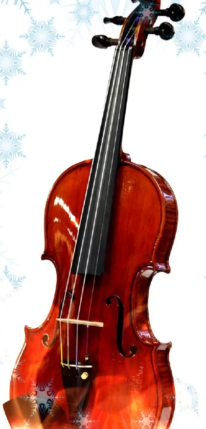 Mobile wallpaper featuring a violin with snowflakes.