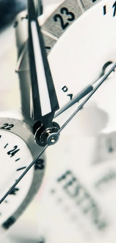 Close-up of an elegant watch face showing detailed dials and sleek design.