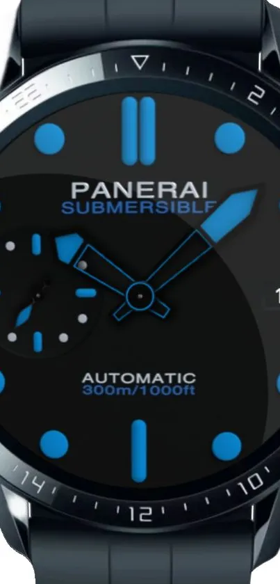 Sleek watch face wallpaper with blue accents and modern design.