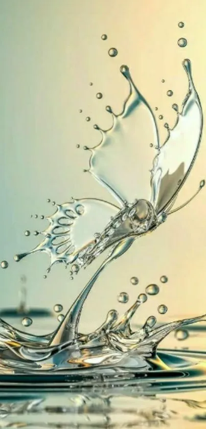 Surreal water splash shaped like a butterfly.