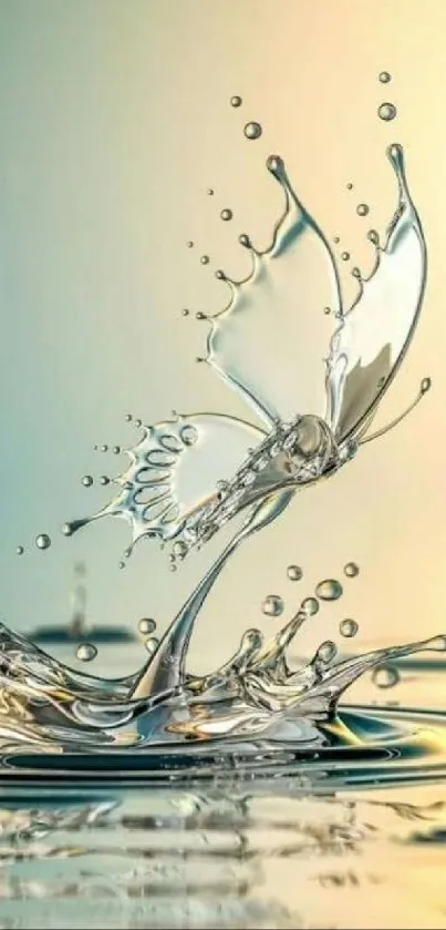 Stunning water splash butterfly design with blue and yellow hues.