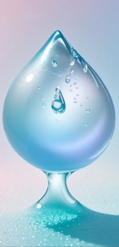 Elegant water drop wallpaper with blue hues on a soft gradient background.