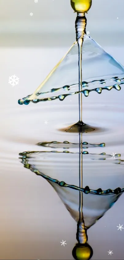 Elegant water droplet with serene reflection.