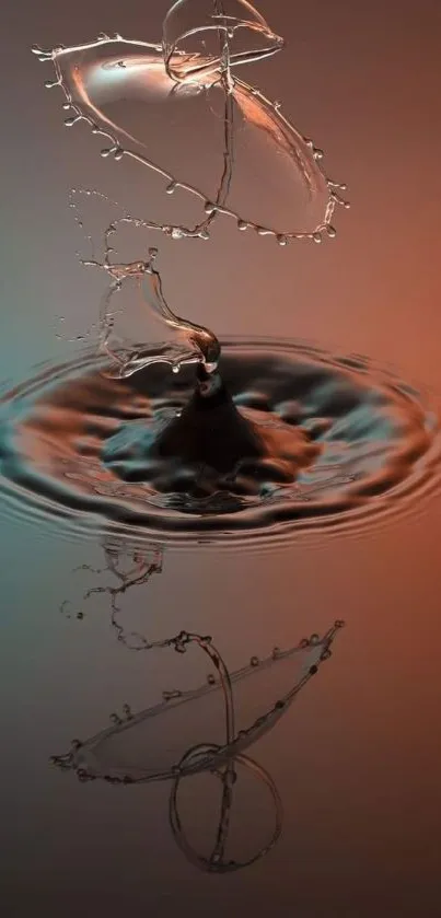 Mesmerizing water splash in blue and orange hues creating an artistic ripple effect.