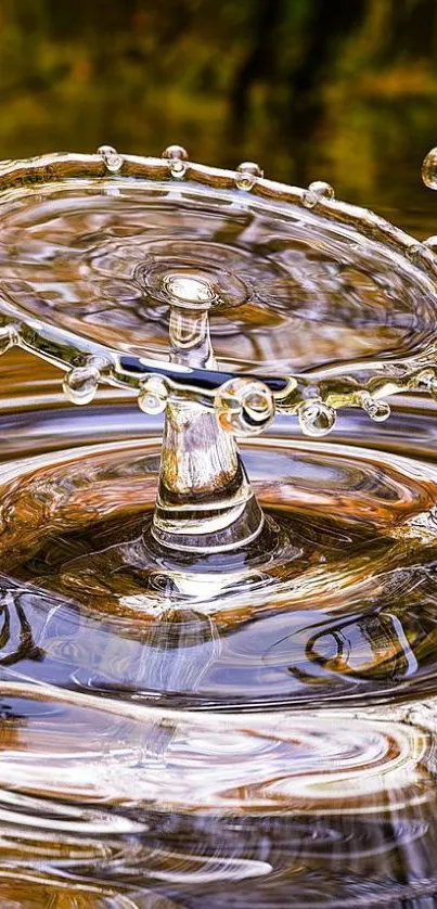 Artistic close-up of a dynamic water splash with golden reflections.