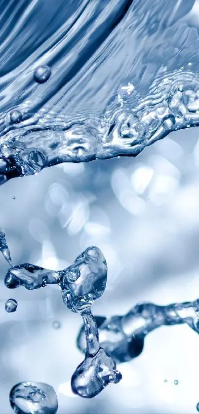 Close-up of splashing water droplets in elegant blue tones.