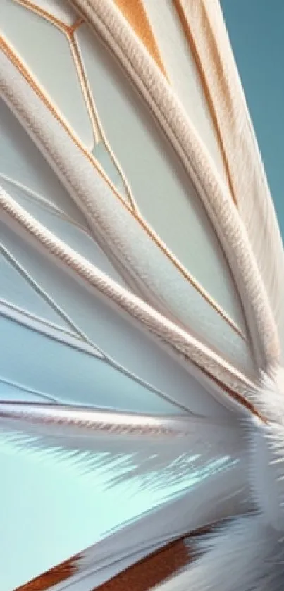 Detailed white butterfly wing design, perfect as a serene mobile wallpaper.