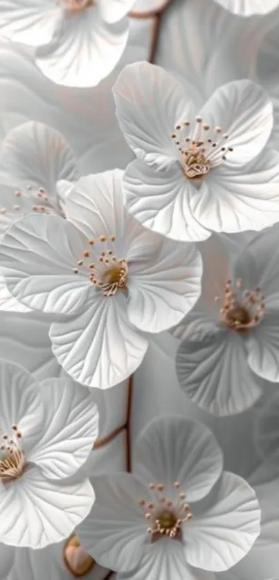 Elegant wallpaper featuring white flowers.
