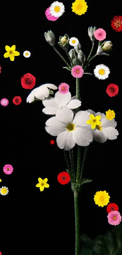 Elegant white flowers on a dark backdrop, perfect for mobile wallpaper.
