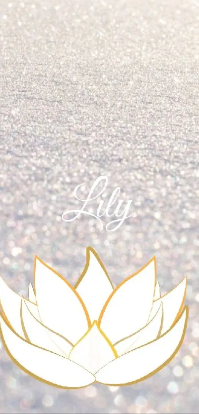 Serene white lotus on sparkling background.