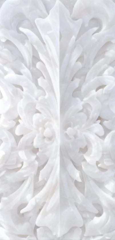 Intricate white marble design wallpaper with elegant patterns.