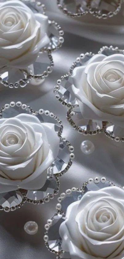 Elegant white roses with intricate details.