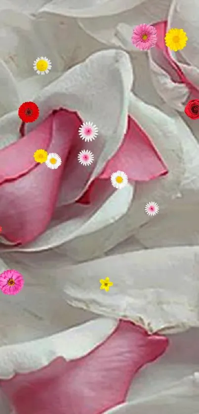 White and pink rose petals wallpaper for mobile.