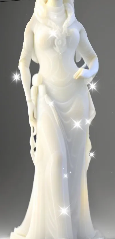 Elegant white statue with shiny stars.