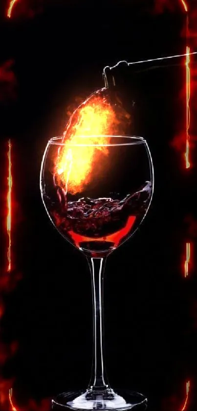 Elegant wine pouring into a glass on a black background, perfect for mobile wallpaper.