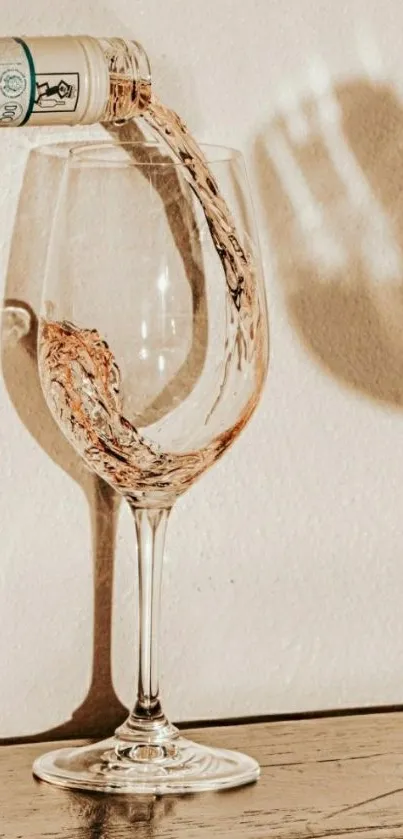 Aesthetic pour of rosé wine into a glass.