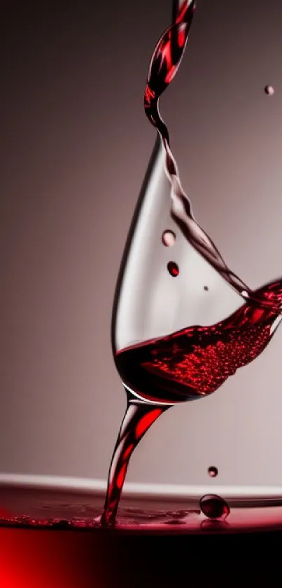 Graceful pour of rich red wine creating an elegant visual.