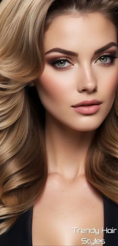 Elegant woman with flowing blonde hair, showcasing beauty and style.