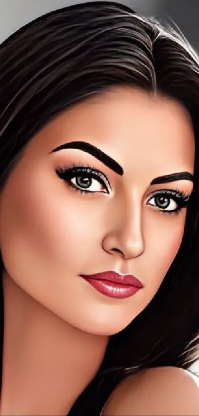 Close-up digital portrait of a woman with striking features.