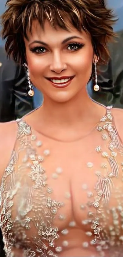 Elegant woman portrait art with intricate dress