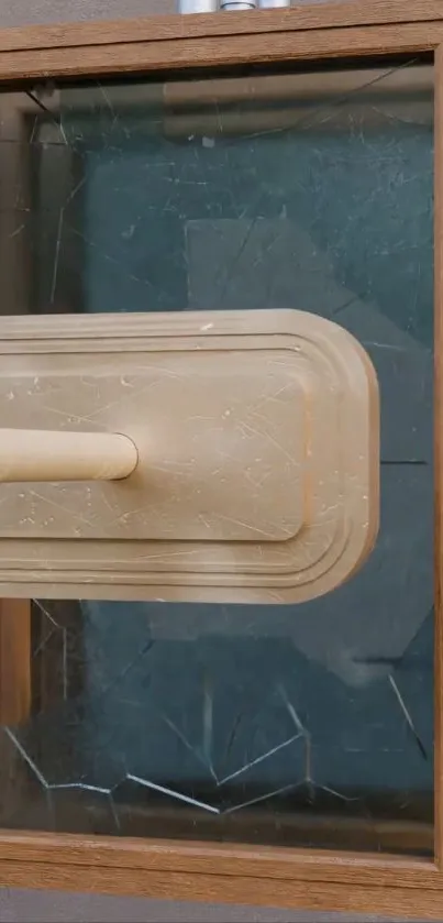 Wooden frame with glass panel and modern design.