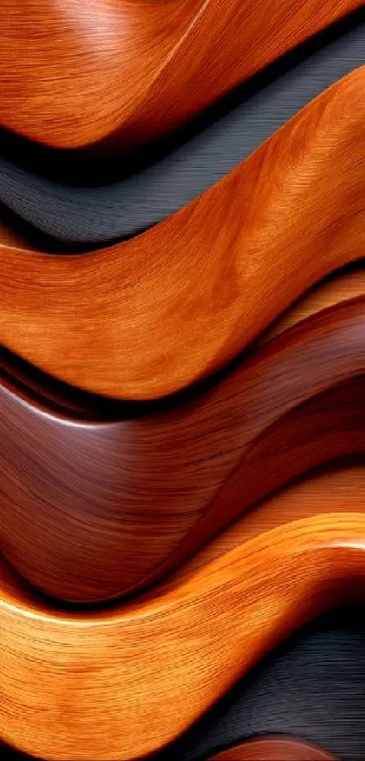 Elegant wooden wave design mobile wallpaper.