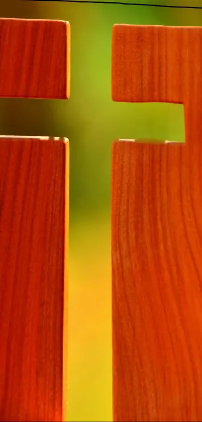 Wooden cross with brown hue on mobile wallpaper background.