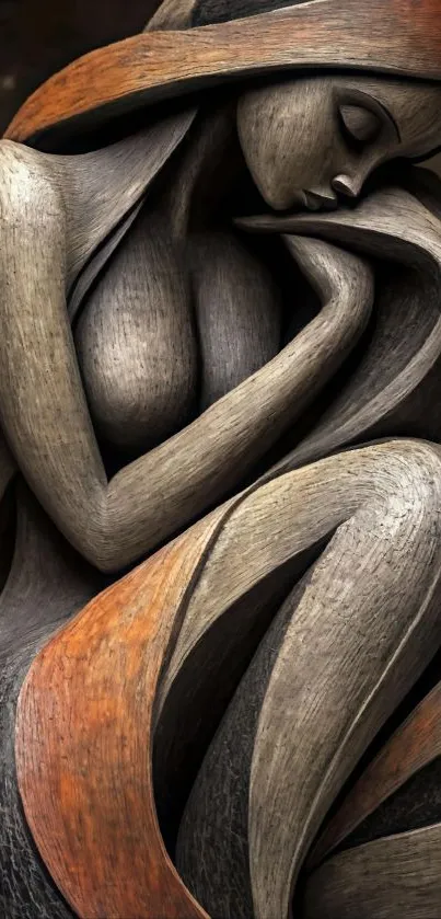 Wooden sculpture art wallpaper for mobile